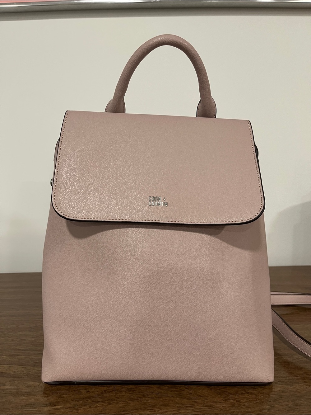 Coco + Carmen Dusty Rose Pebbled Top-Handle Backpack